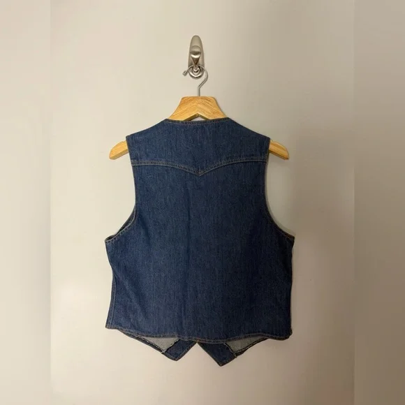 Vintage Levis 1970s Orange Tab Denim Jean Mens Vest Western Snap Large V